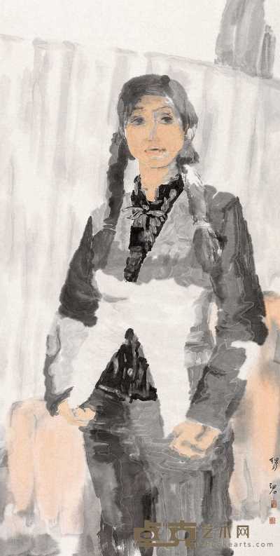 杨珺 2005年作 女画家 镜心 136×68cm